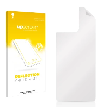 Front side of a product packaging with the brand logo upscreen. Next to it is the corresponding screen protector.