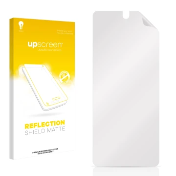 Front side of a product packaging with the brand logo upscreen. Next to it is the corresponding screen protector.