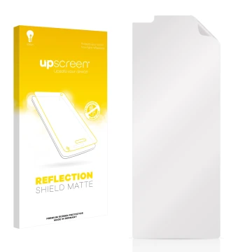 Front side of a product packaging with the brand logo upscreen. Next to it is the corresponding screen protector.