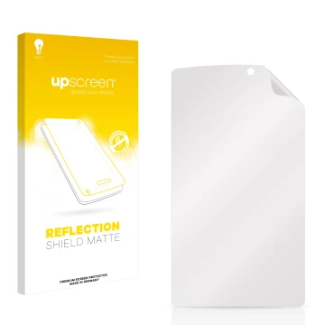 Front side of a product packaging with the brand logo upscreen. Next to it is the corresponding screen protector.