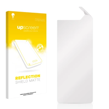 Front side of a product packaging with the brand logo upscreen. Next to it is the corresponding screen protector.