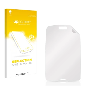 Front side of a product packaging with the brand logo upscreen. Next to it is the corresponding screen protector.