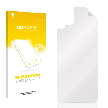 Front side of a product packaging with the brand logo upscreen. Next to it is the corresponding screen protector.