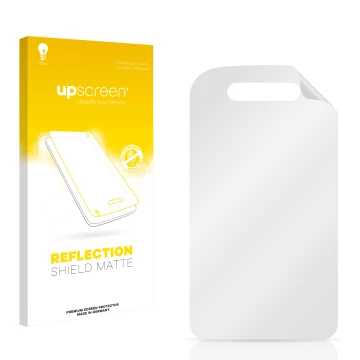 Front side of a product packaging with the brand logo upscreen. Next to it is the corresponding screen protector.