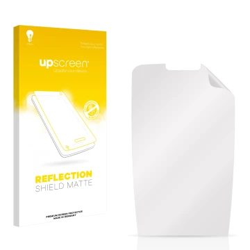 Front side of a product packaging with the brand logo upscreen. Next to it is the corresponding screen protector.