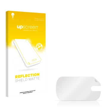 Front side of a product packaging with the brand logo upscreen. Next to it is the corresponding screen protector.