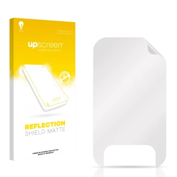 Front side of a product packaging with the brand logo upscreen. Next to it is the corresponding screen protector.