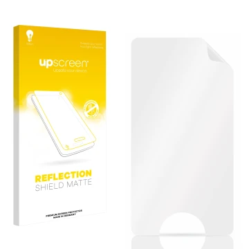 Front side of a product packaging with the brand logo upscreen. Next to it is the corresponding screen protector.