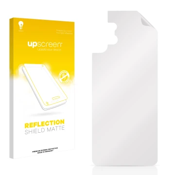 Front side of a product packaging with the brand logo upscreen. Next to it is the corresponding screen protector.