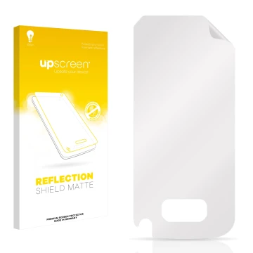 Front side of a product packaging with the brand logo upscreen. Next to it is the corresponding screen protector.