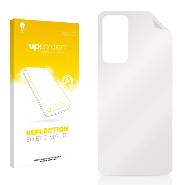 Front side of a product packaging with the brand logo upscreen. Next to it is the corresponding screen protector.
