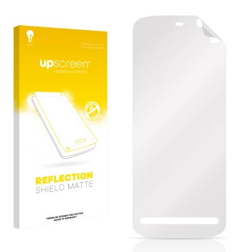 Front side of a product packaging with the brand logo upscreen. Next to it is the corresponding screen protector.