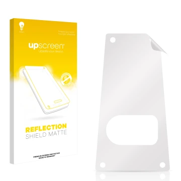 Front side of a product packaging with the brand logo upscreen. Next to it is the corresponding screen protector.