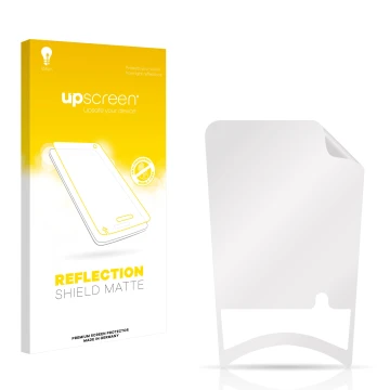 Front side of a product packaging with the brand logo upscreen. Next to it is the corresponding screen protector.