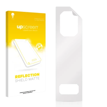 Front side of a product packaging with the brand logo upscreen. Next to it is the corresponding screen protector.