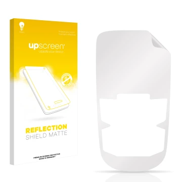 Front side of a product packaging with the brand logo upscreen. Next to it is the corresponding screen protector.