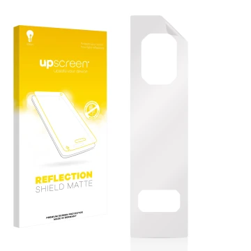 Front side of a product packaging with the brand logo upscreen. Next to it is the corresponding screen protector.