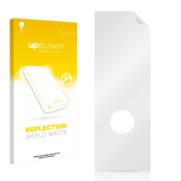 Front side of a product packaging with the brand logo upscreen. Next to it is the corresponding screen protector.