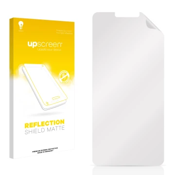 Front side of a product packaging with the brand logo upscreen. Next to it is the corresponding screen protector.