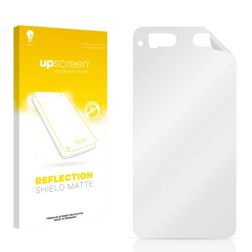 Front side of a product packaging with the brand logo upscreen. Next to it is the corresponding screen protector.
