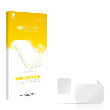 Front side of a product packaging with the brand logo upscreen. Next to it is the corresponding screen protector.