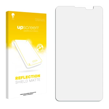 Front side of a product packaging with the brand logo upscreen. Next to it is the corresponding screen protector.