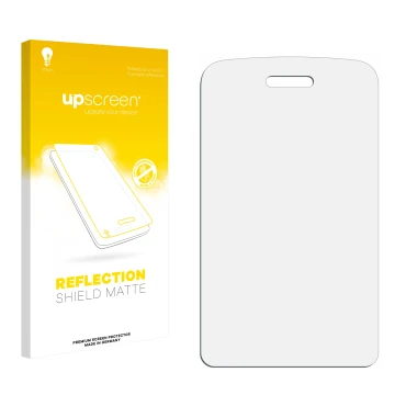 Front side of a product packaging with the brand logo upscreen. Next to it is the corresponding screen protector.