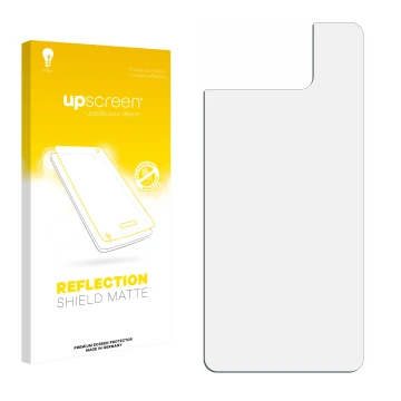 Front side of a product packaging with the brand logo upscreen. Next to it is the corresponding screen protector.