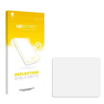 Front side of a product packaging with the brand logo upscreen. Next to it is the corresponding screen protector.