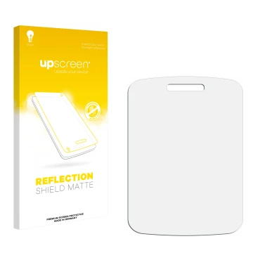 Front side of a product packaging with the brand logo upscreen. Next to it is the corresponding screen protector.