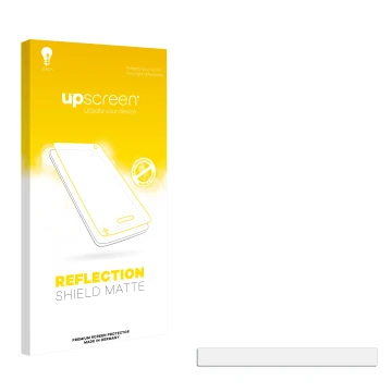 Front side of a product packaging with the brand logo upscreen. Next to it is the corresponding screen protector.