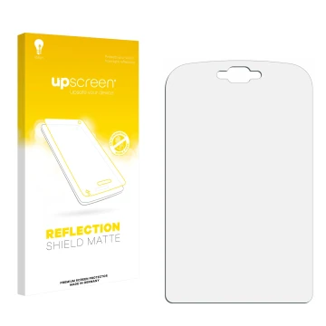 Front side of a product packaging with the brand logo upscreen. Next to it is the corresponding screen protector.