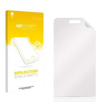 Front side of a product packaging with the brand logo upscreen. Next to it is the corresponding screen protector.