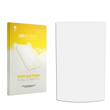 Front side of a product packaging with the brand logo upscreen. Next to it is the corresponding screen protector.