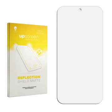 Front side of a product packaging with the brand logo upscreen. Next to it is the corresponding screen protector.