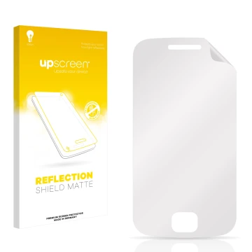 Front side of a product packaging with the brand logo upscreen. Next to it is the corresponding screen protector.
