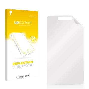 Front side of a product packaging with the brand logo upscreen. Next to it is the corresponding screen protector.