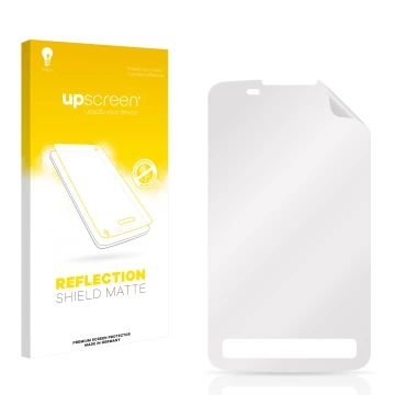 Front side of a product packaging with the brand logo upscreen. Next to it is the corresponding screen protector.