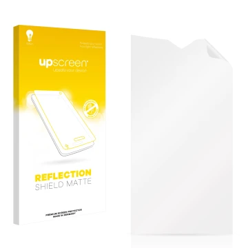 Front side of a product packaging with the brand logo upscreen. Next to it is the corresponding screen protector.