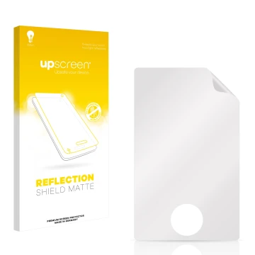 Front side of a product packaging with the brand logo upscreen. Next to it is the corresponding screen protector.