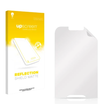 Front side of a product packaging with the brand logo upscreen. Next to it is the corresponding screen protector.