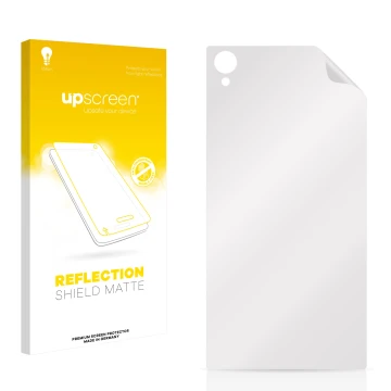 Front side of a product packaging with the brand logo upscreen. Next to it is the corresponding screen protector.