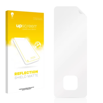 Front side of a product packaging with the brand logo upscreen. Next to it is the corresponding screen protector.