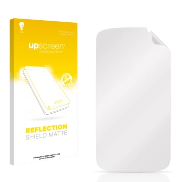 Front side of a product packaging with the brand logo upscreen. Next to it is the corresponding screen protector.