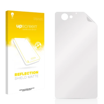 Front side of a product packaging with the brand logo upscreen. Next to it is the corresponding screen protector.