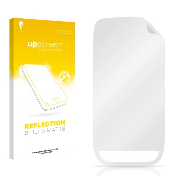 Front side of a product packaging with the brand logo upscreen. Next to it is the corresponding screen protector.