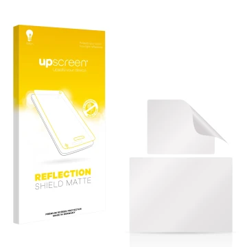 Front side of a product packaging with the brand logo upscreen. Next to it is the corresponding screen protector.