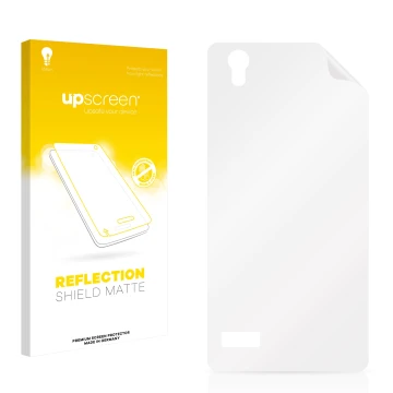 Front side of a product packaging with the brand logo upscreen. Next to it is the corresponding screen protector.