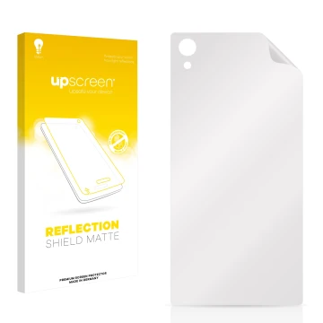 Front side of a product packaging with the brand logo upscreen. Next to it is the corresponding screen protector.