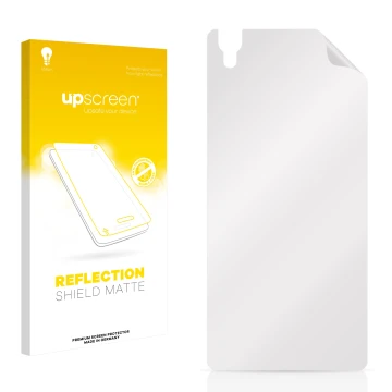 Front side of a product packaging with the brand logo upscreen. Next to it is the corresponding screen protector.